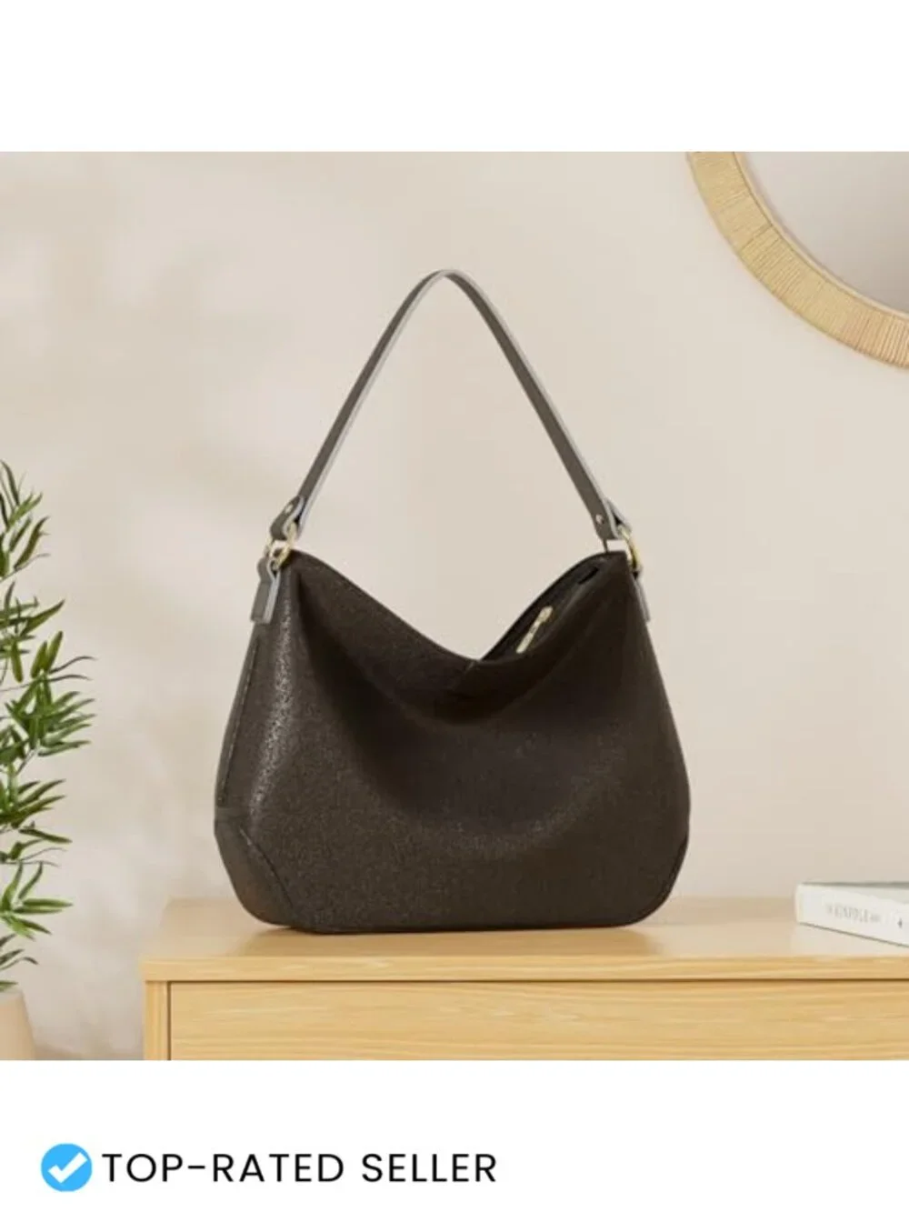 Faux Leather Hobo Shoulder Bag Medium Lightweight Everyday Purse